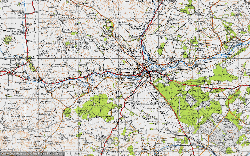 Old Map of Historic Map covering Barton Copse in 1940