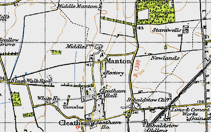 Old map of Manton in 1947