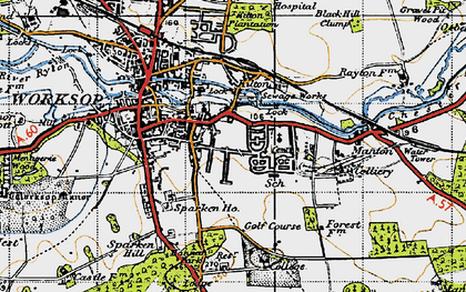 Old map of Worksop College in 1947