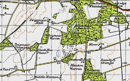 Old map of Manton Warren in 1947