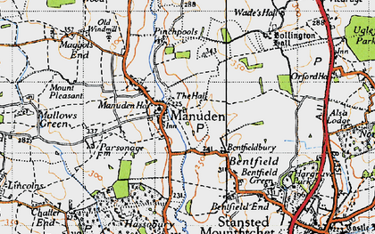 Old map of Manuden in 1946
