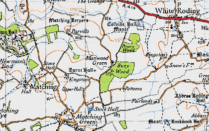 Old map of Manwood Green in 1946