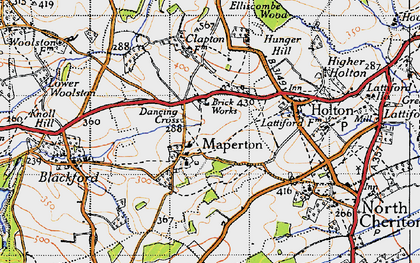 Old map of Maperton in 1945