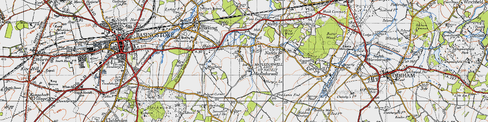 Old map of Mapledurwell in 1945