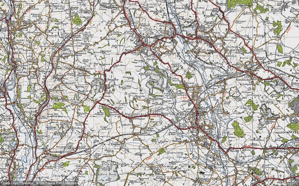 Old Map of Historic Map covering Mapperley Resr in 1946