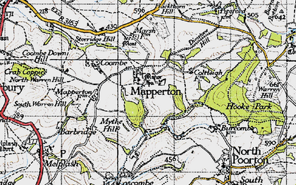 Old map of Mapperton in 1945