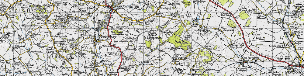 Old map of Mapperton in 1945