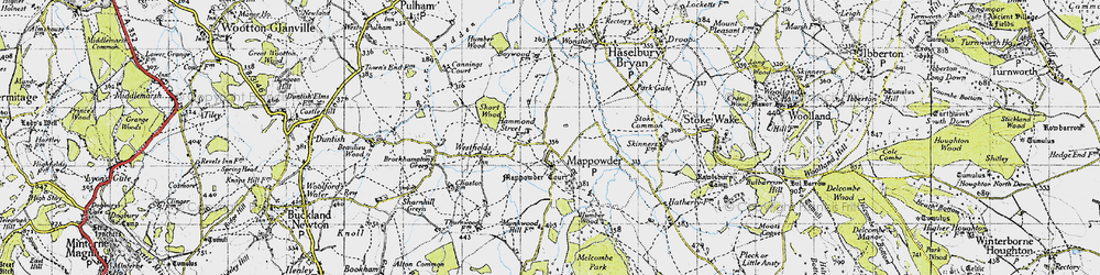 Old map of Mappowder in 1945