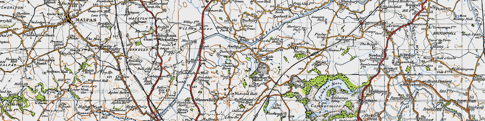 Old map of Big Mere in 1947