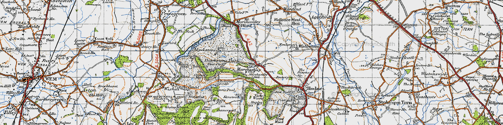 Old map of Marchamley in 1947
