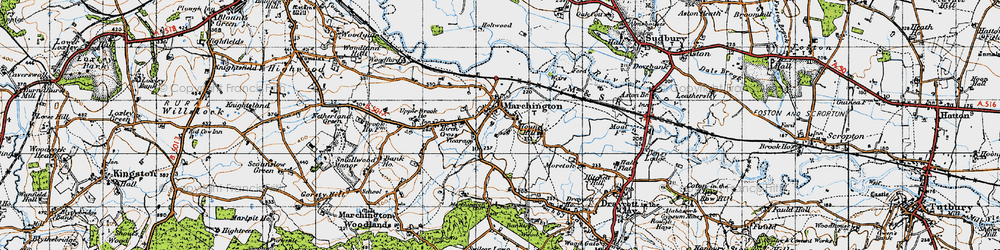 Old map of Marchington in 1946