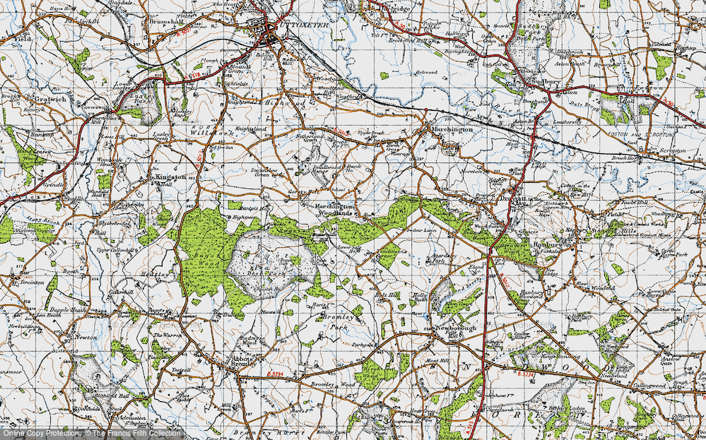 Old Map of Marchington Woodlands, 1946 in 1946
