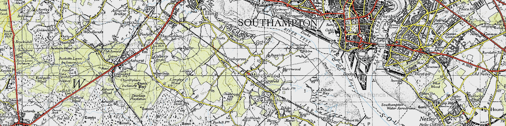 Old map of Marchwood in 1945