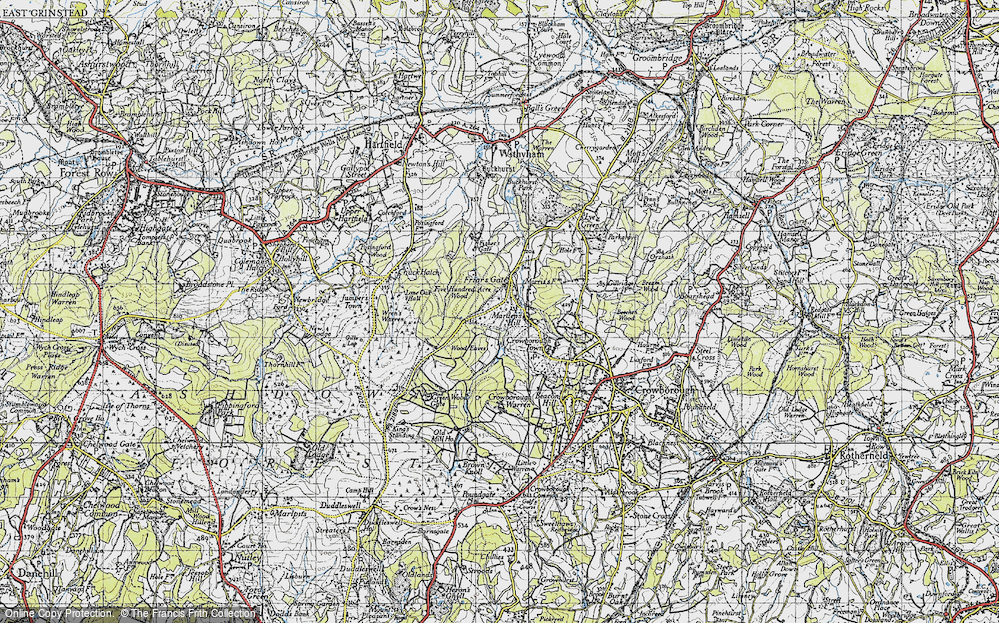 Old Map of Historic Map covering Wood Eaves in 1940