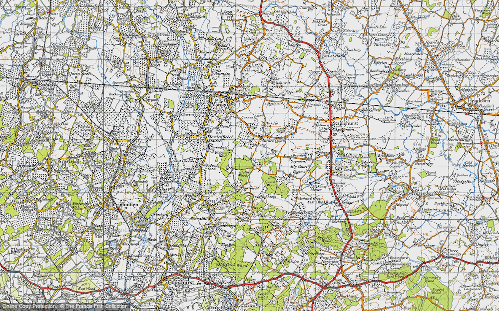 Old Map of Historic Map covering Widehurst in 1940