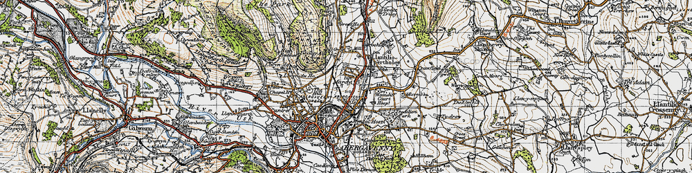 Old map of Afon Gafenni in 1947