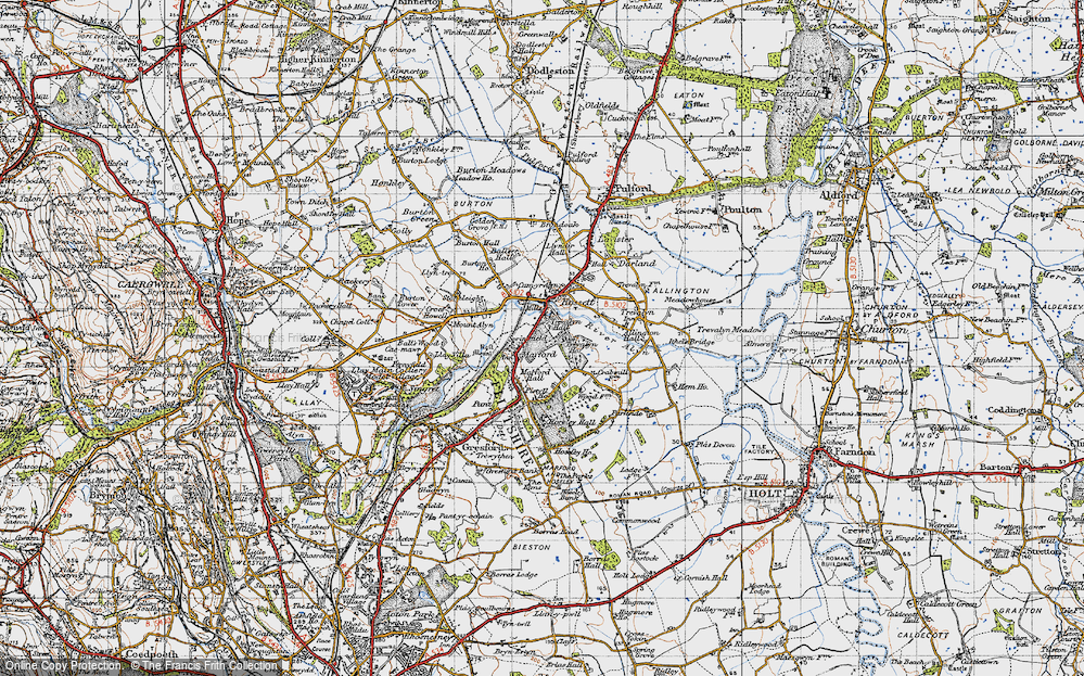 Old Map of Marford, 1947 in 1947