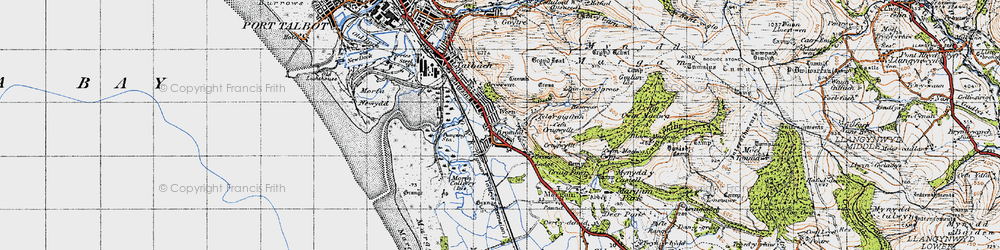 Old map of Margam in 1947