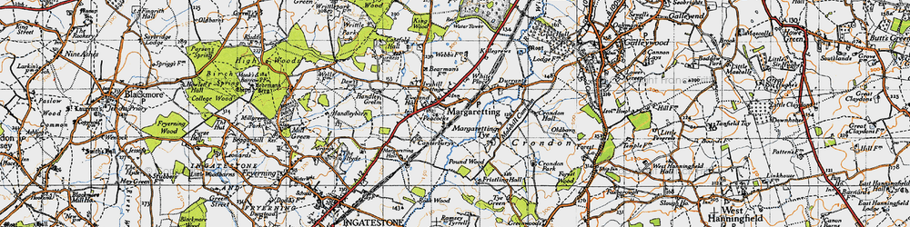Old map of Margaretting in 1946
