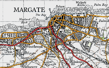 Old map of Margate in 1947