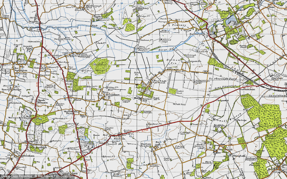 Old Map of Historic Map covering Button Fen in 1946