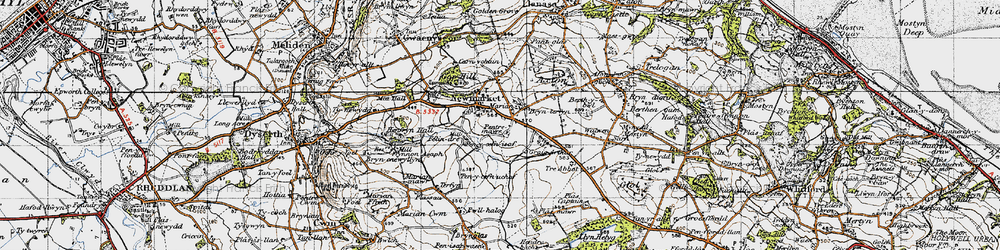 Old map of Brynterfyn in 1947