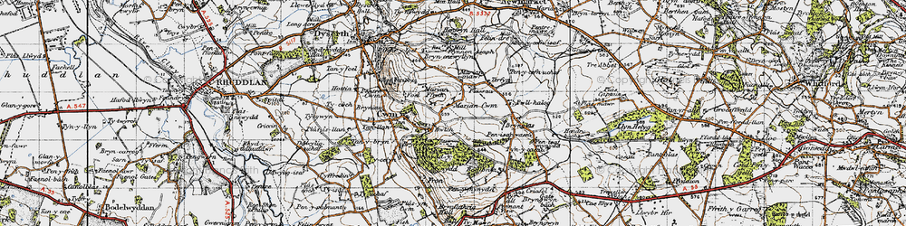 Old map of Marian Cwm in 1947