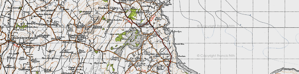 Old map of Traeth Bychan in 1947