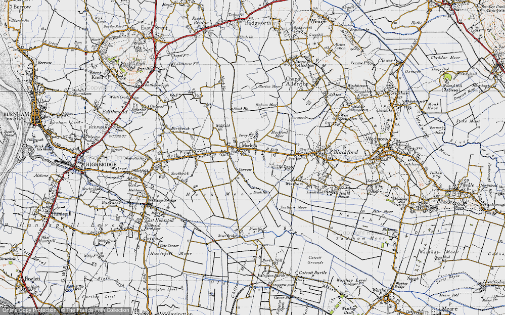 Old Map of Historic Map covering Blackford Moor in 1946