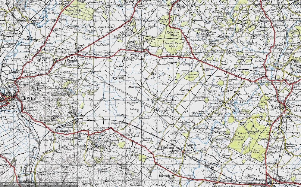 Old Map of Mark Cross, 1940 in 1940