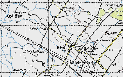 Old map of Mark Cross in 1940