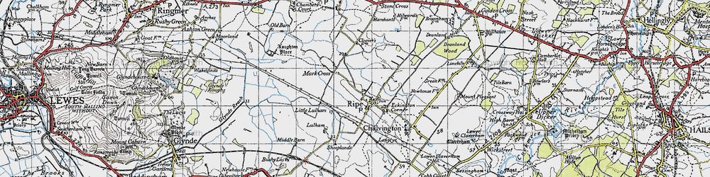 Old map of Mark Cross in 1940