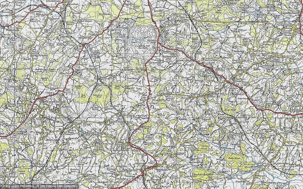 Old Map of Mark Cross, 1940 in 1940