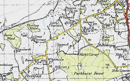 Old map of Parkhurst Forest in 1945