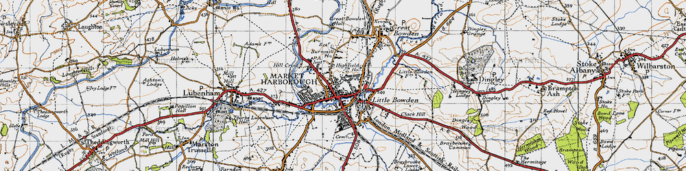 Old map of Market Harborough in 1946