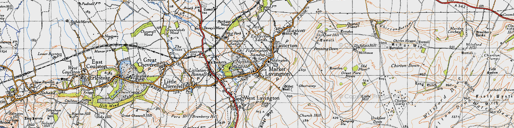 Old map of Market Lavington in 1940