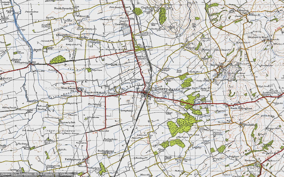 Old Map of Historic Map covering Brimmer Beck in 1946