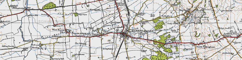 Old map of Market Rasen in 1946