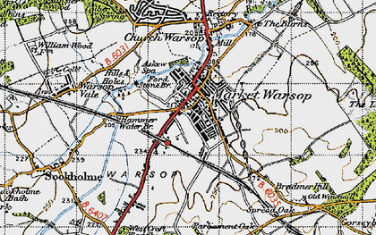 Old map of Market Warsop in 1947