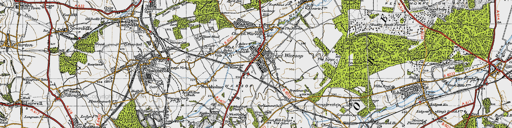 Old map of Market Warsop in 1947