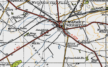 Old map of Market Weighton in 1947