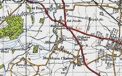 Old map of Markham Moor in 1947