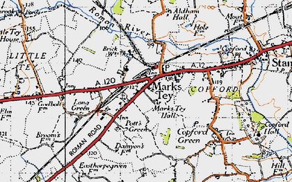 Old map of Marks Tey in 1945