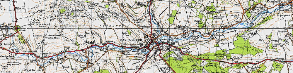 Old map of Marlborough in 1940