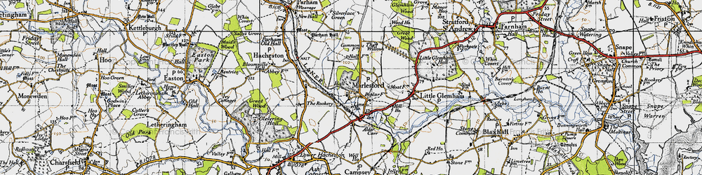 Old map of Marlesford in 1946