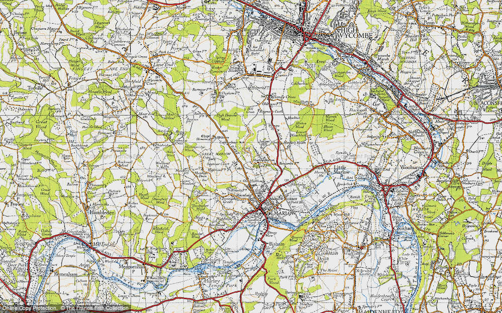 Old Map of Marlow Bottom, 1947 in 1947