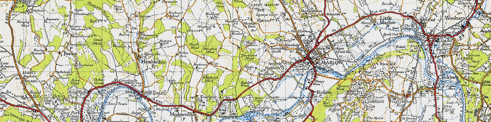 Old map of Marlow Common in 1947