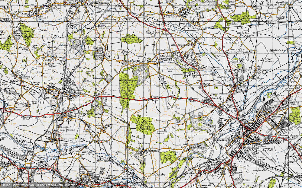 Old Map of Historic Map covering Melton Wood in 1947