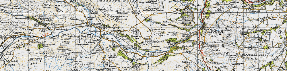 Old map of Ellerton Abbey in 1947