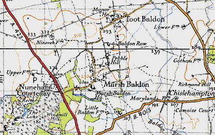 Old map of Baldon Brook in 1947